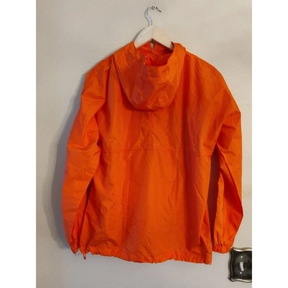 Men's Turfer Sport 1/2 Zip Hooded Orange Windbreaker Size XS See discription